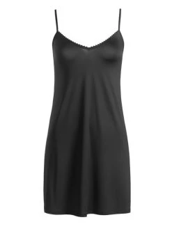 HANRO Satin Deluxe Unterkleid, Länge 90cm -Zimmerli Shop Hanro Satin Deluxe Neglige antistatisch schwarz 71065 19 1